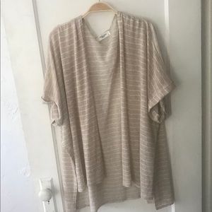 Kimono cardigan in tan and white stripes